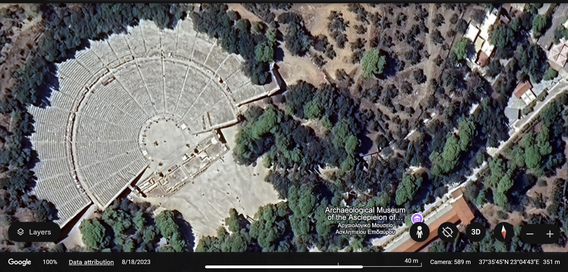 Epidaurusarchaeological site aerial view.