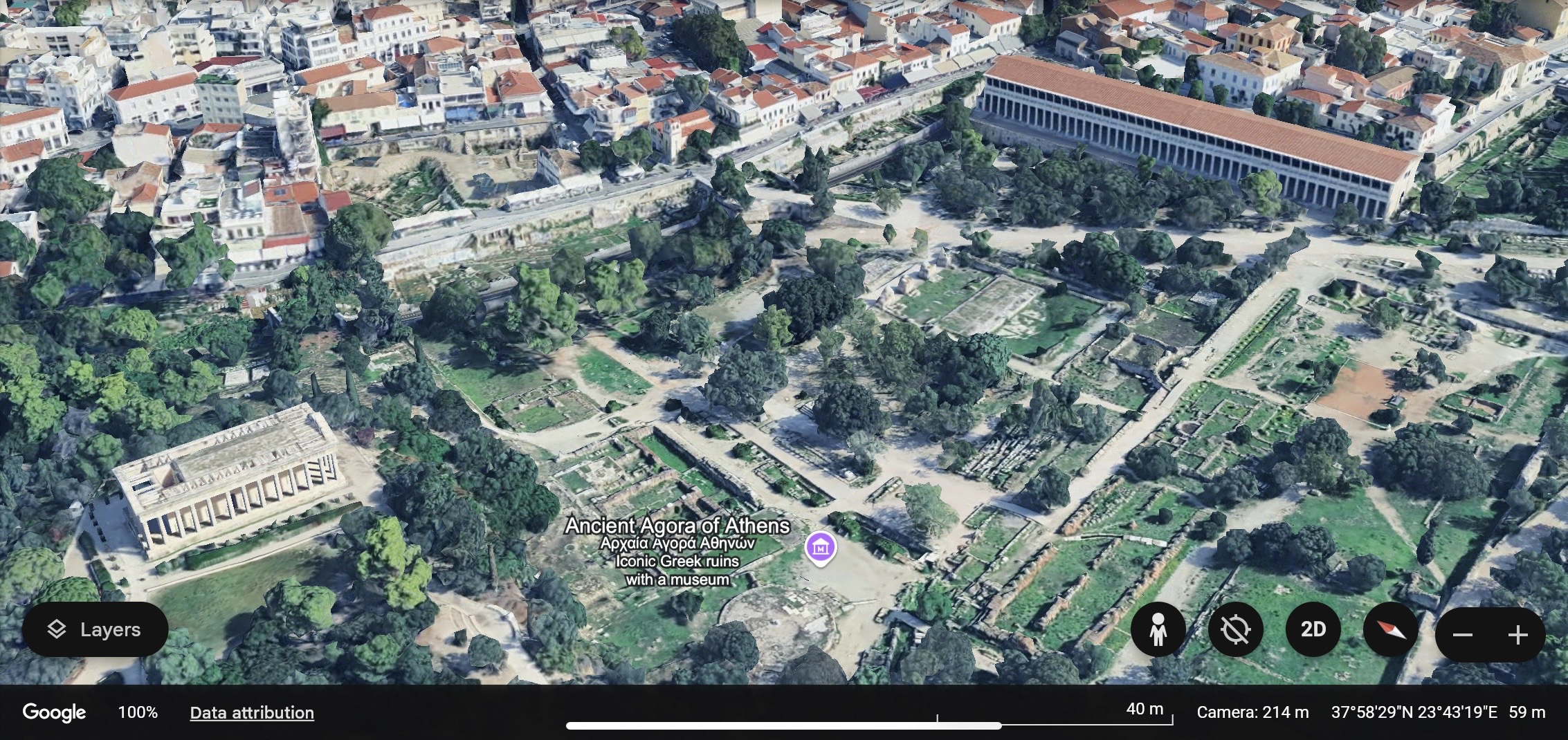 Athens ancient agora. Aerial view.