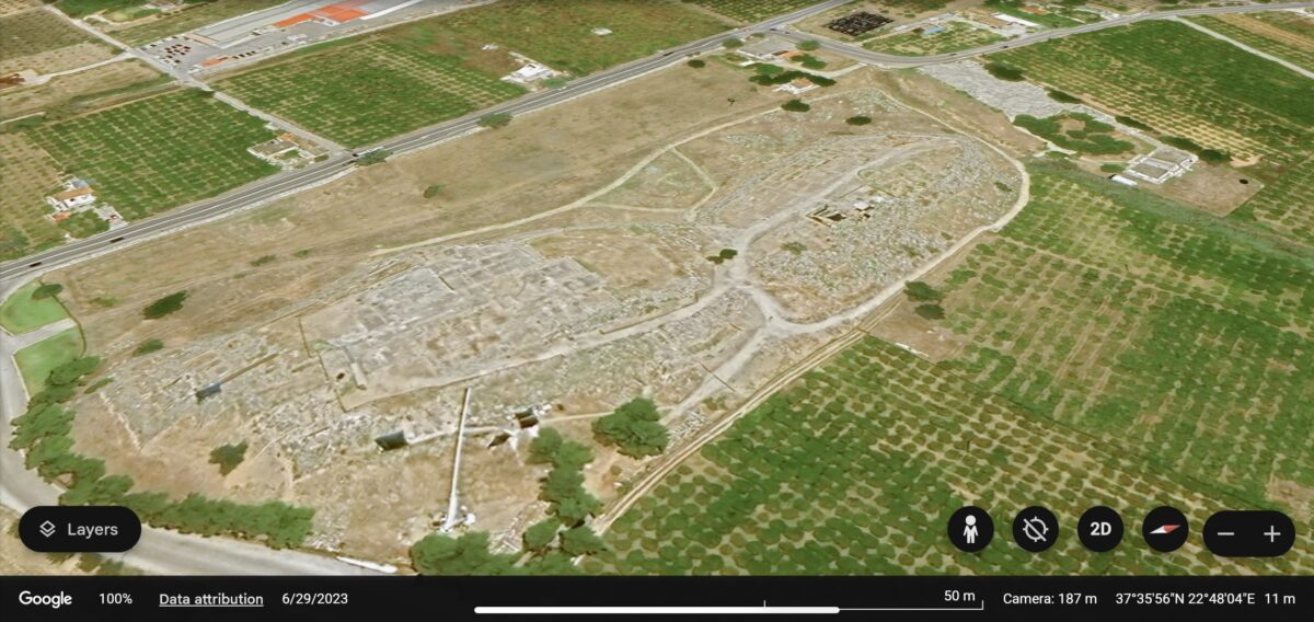 Tiryns aerial view.
