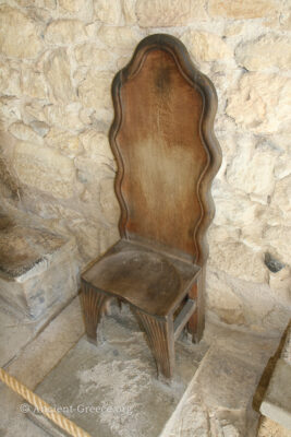 Reconstructed wooden throne.