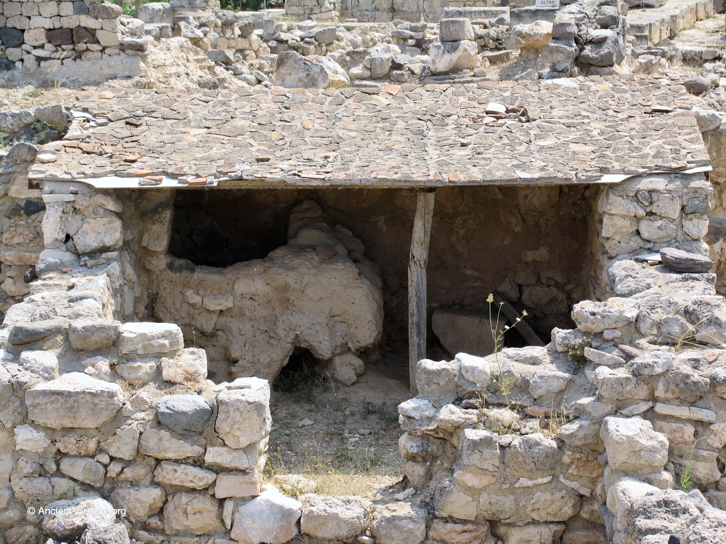 The remains of a prehistoric pottery kiln