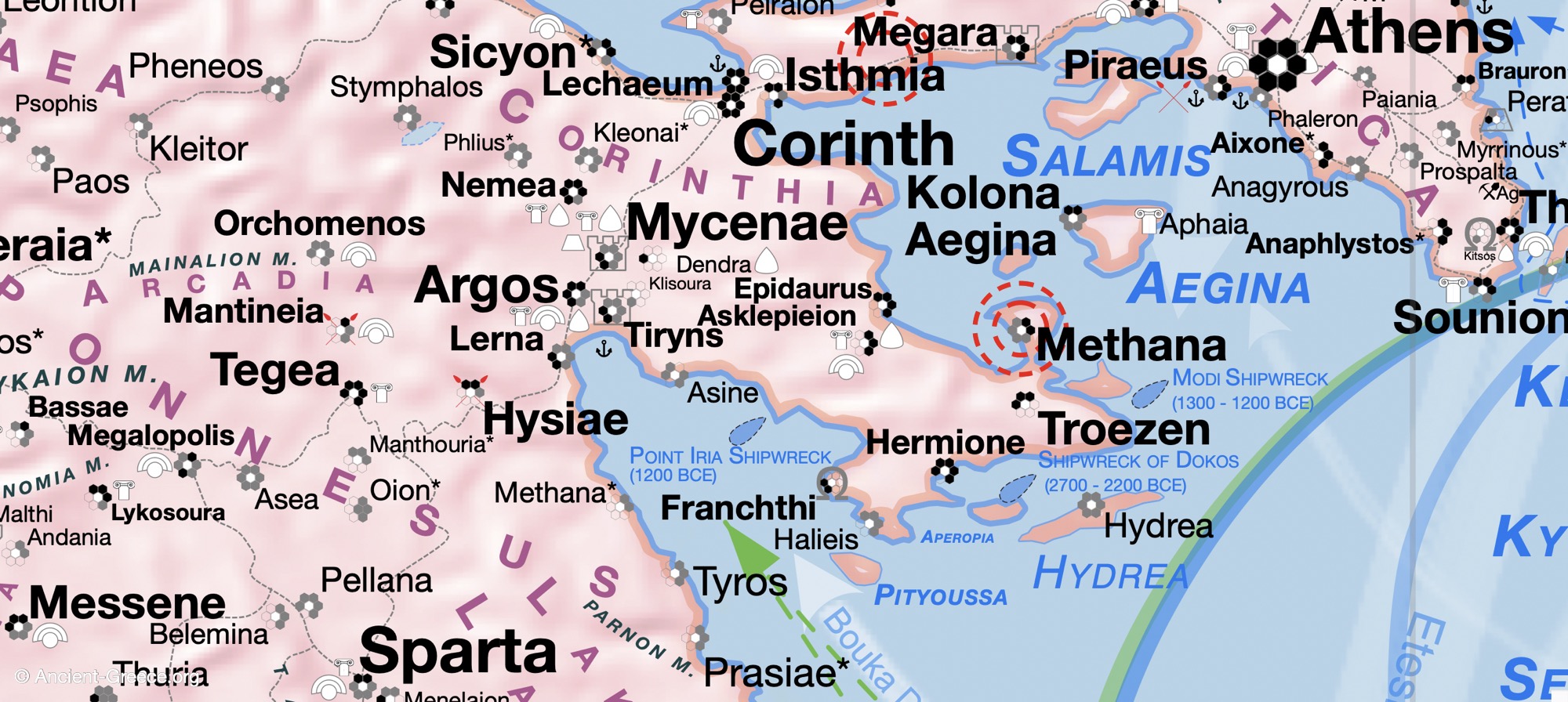 Argolis and Environs Map