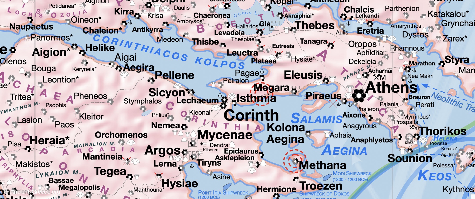 map Location of Corinth
