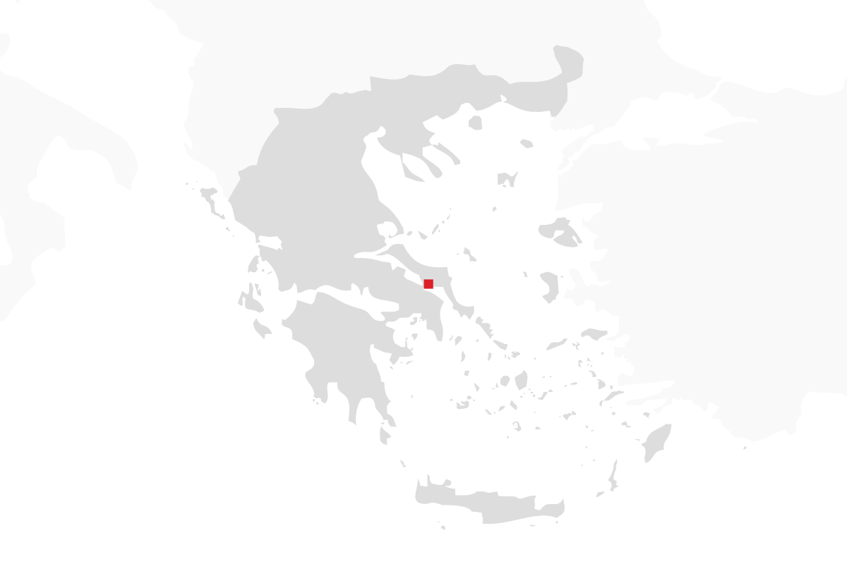 Location of Eretria within the borders of modern Greece.