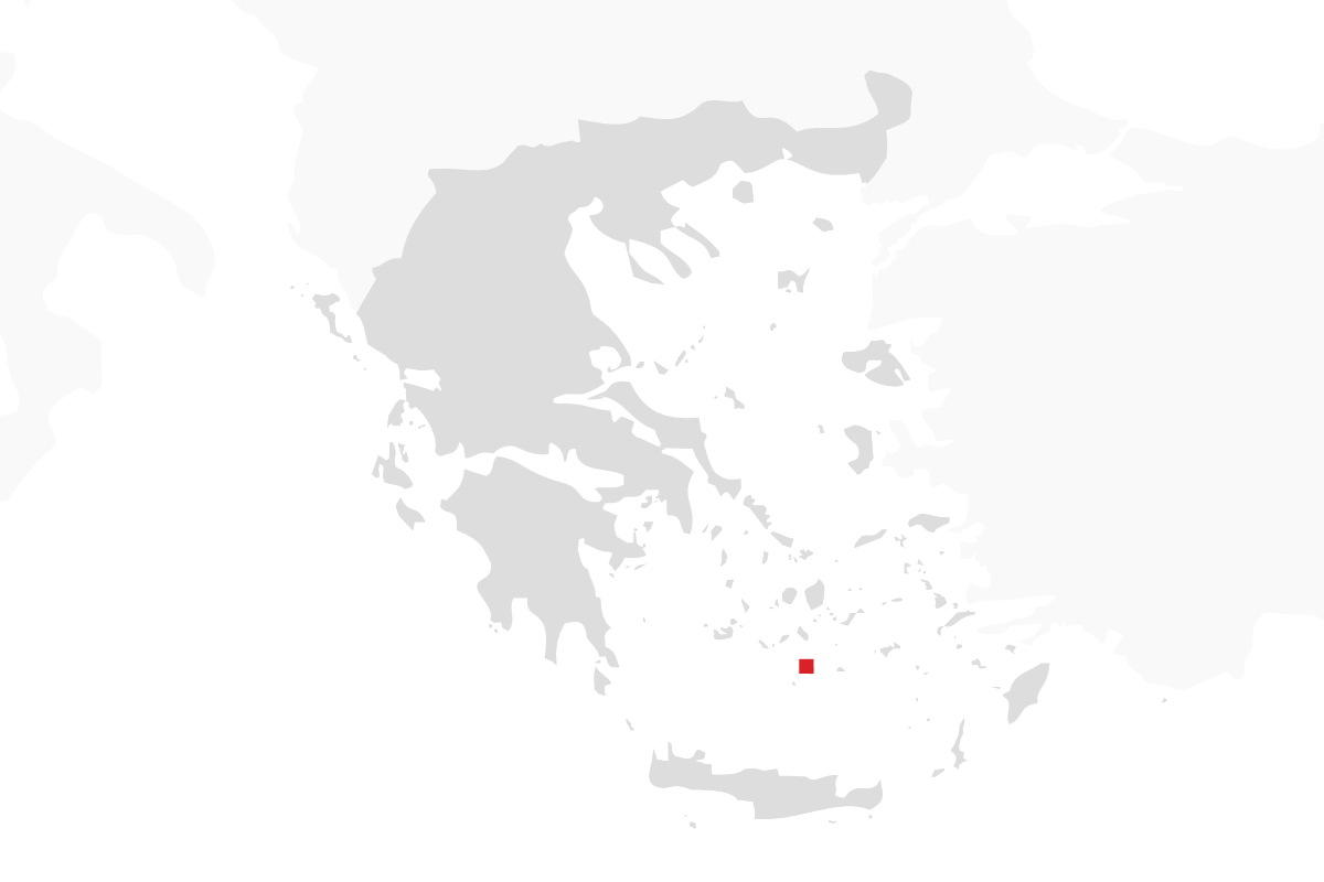 Location of Thera (Santorini) within the modern borders of Greece.