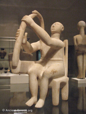 Cycladic statuette of a seated harp player