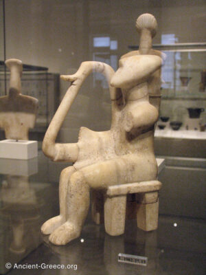 Cycladic statuette of a harp player at the MET