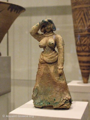 Minoan bronze female statuette