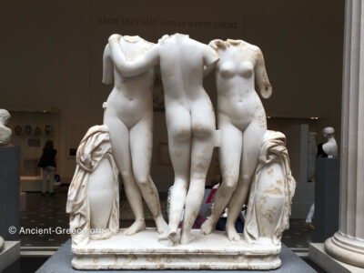 Greek marble sculpture of three female nudes