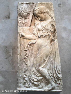 Marble relief with a dancing maenad