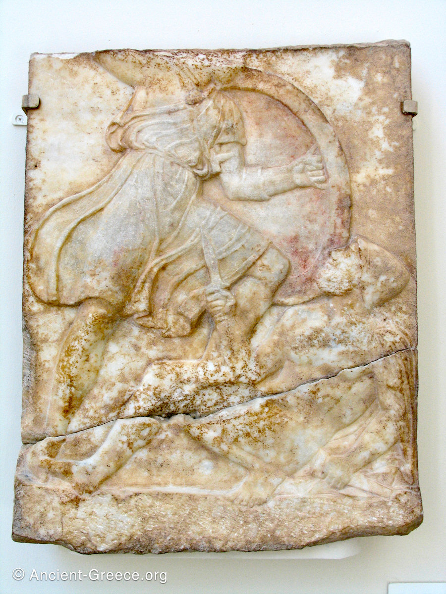 Ancient Greek relief sculpture depicting hoplite fight