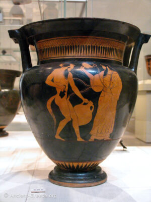 Ceramic vessel with Satyr serving Dionysys