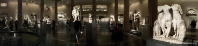 Metropolitan Museum of Art exhibition hall with ancient Greek sculptures