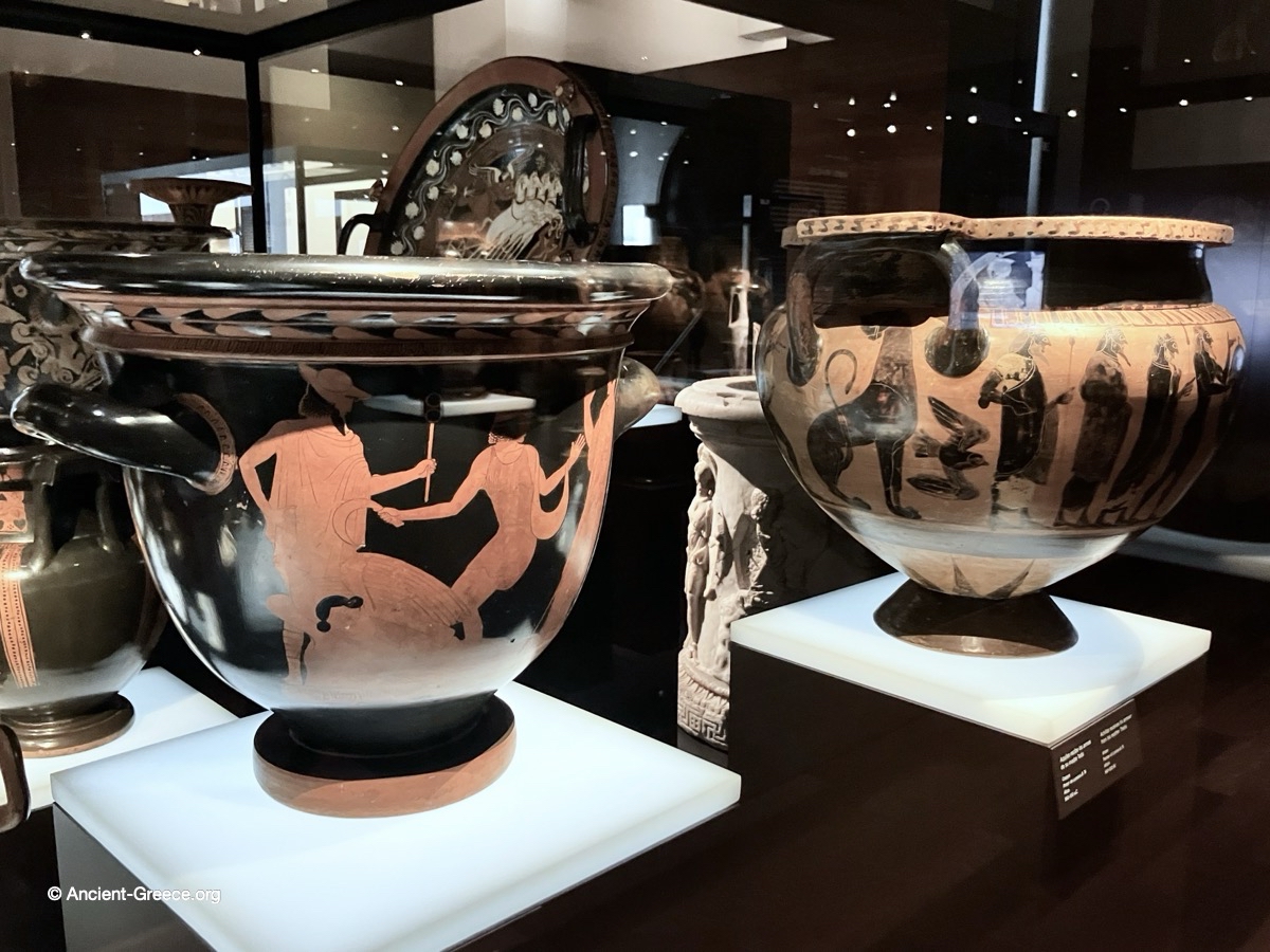 a Krater from the Classical Era (460-450 BCE). and Krater from the Archaic Era