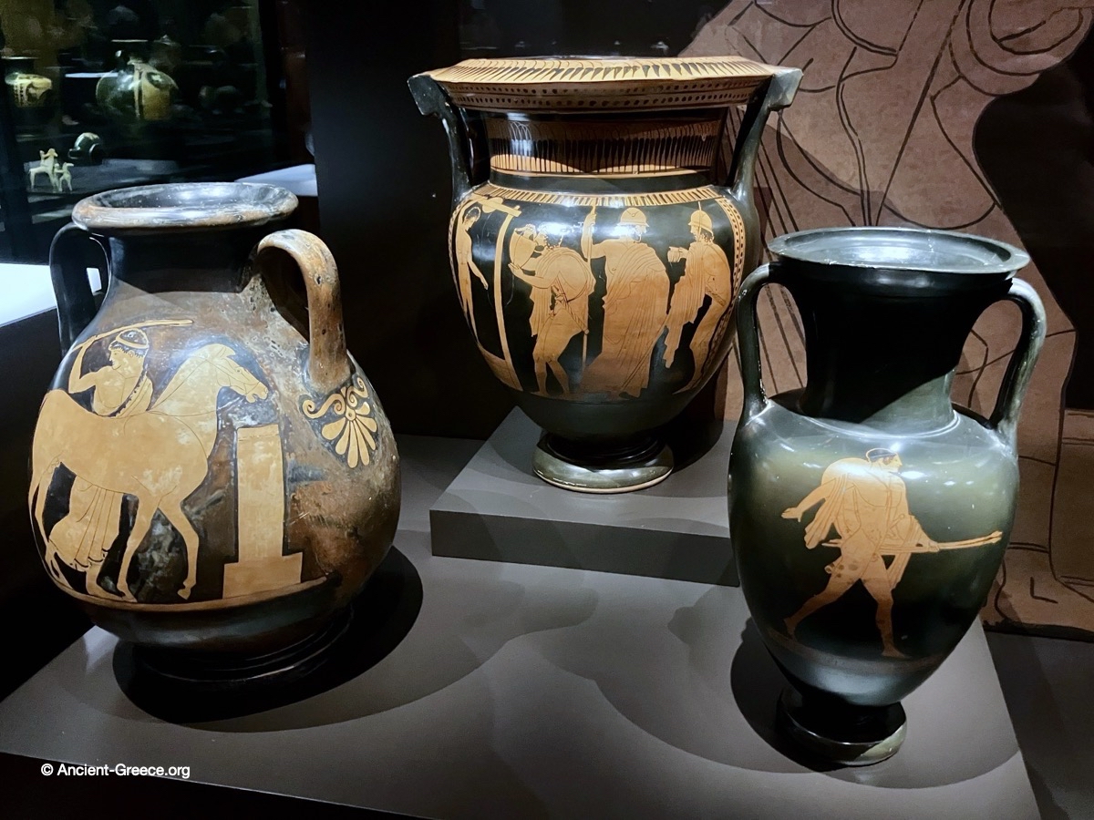 Classical pottery exhibit three vases