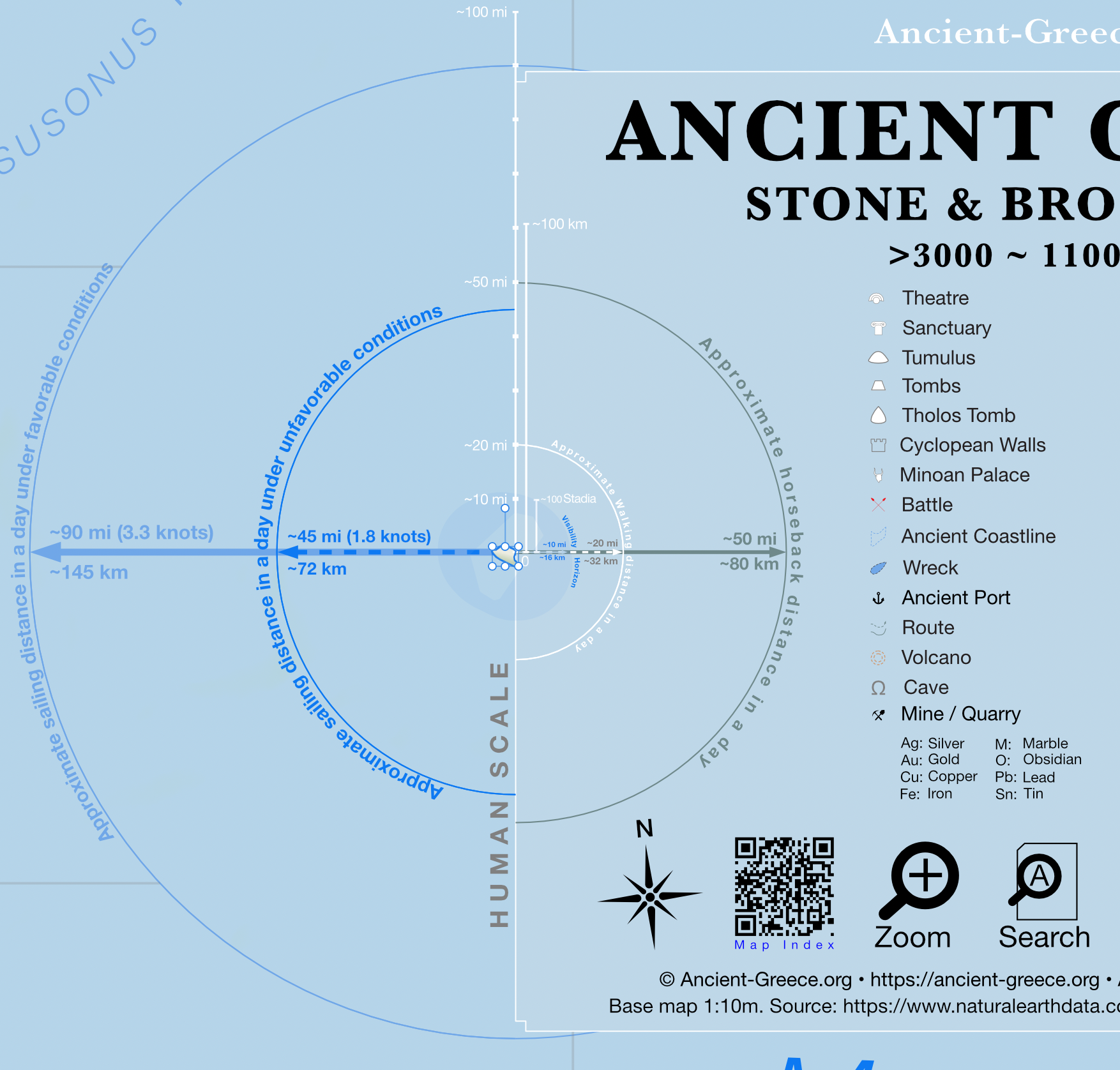 Ancient-Greece.org Map - Legend Symbol that indicates scale in human terms