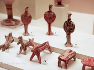 Clay figurines Mycenae Archaeological Museum.