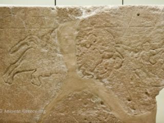 Bull hunt incised on stone