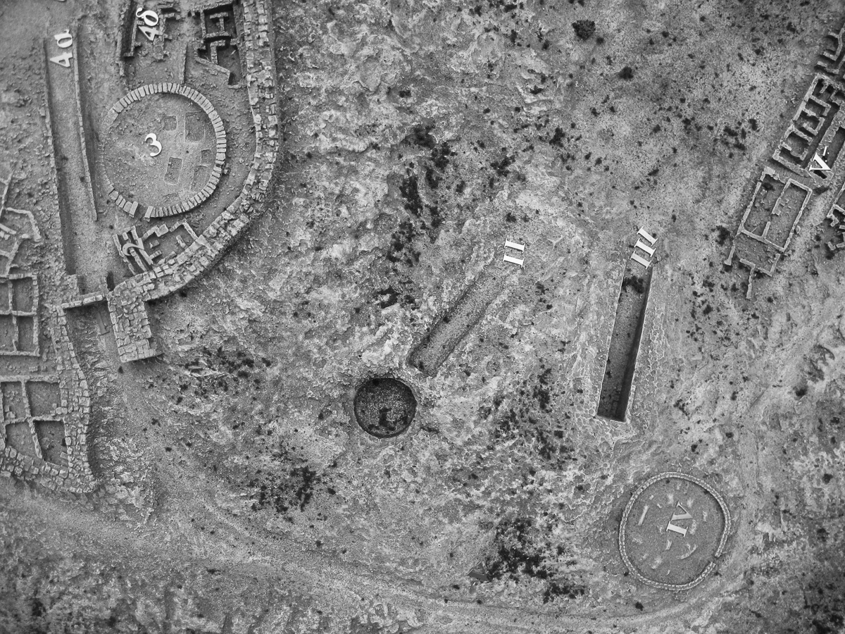 scale model of Mycenae archaeological site showing Grave Circles A and B