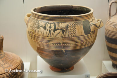 Krater with decoration of male figures and horses