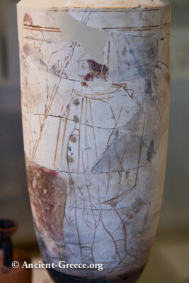 White ground lekythos detail. 420-410 BCE