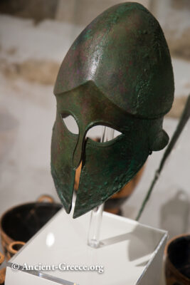 Corinthian type bronze helmet