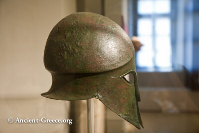 Corinthian type bronze helmet