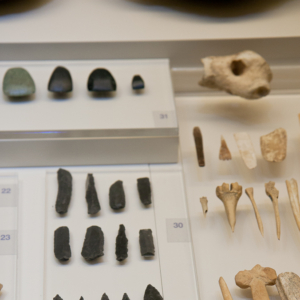 Stone arrows, stone and bone tools, from Franchthi cave.