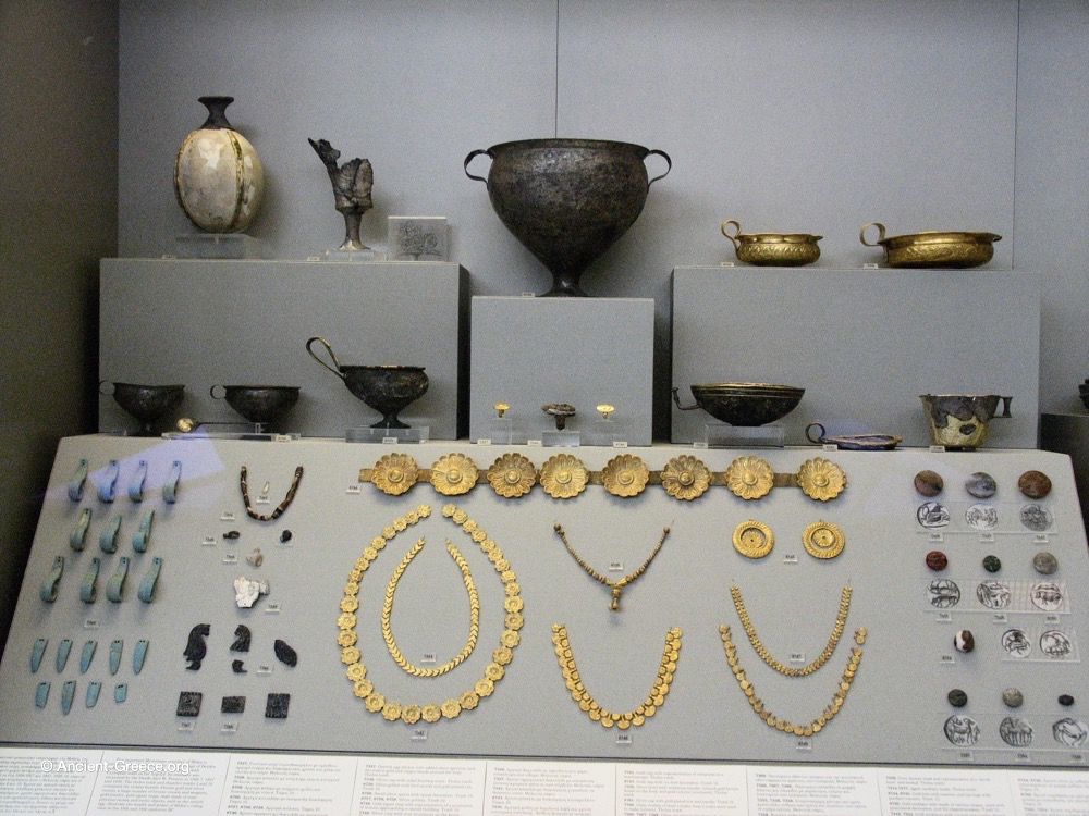 Mycenaean jewelry and domestic items.