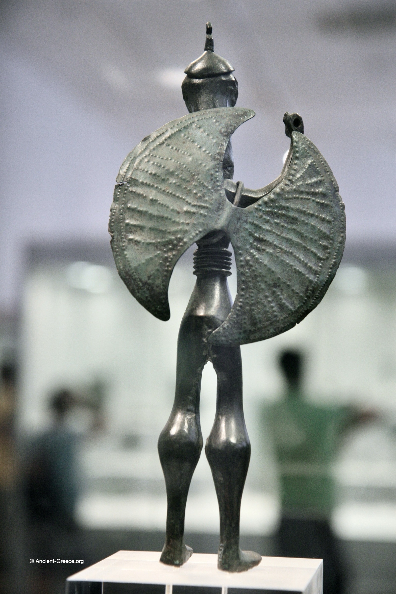 Bronze warrior figurine a figure-of-eight shield