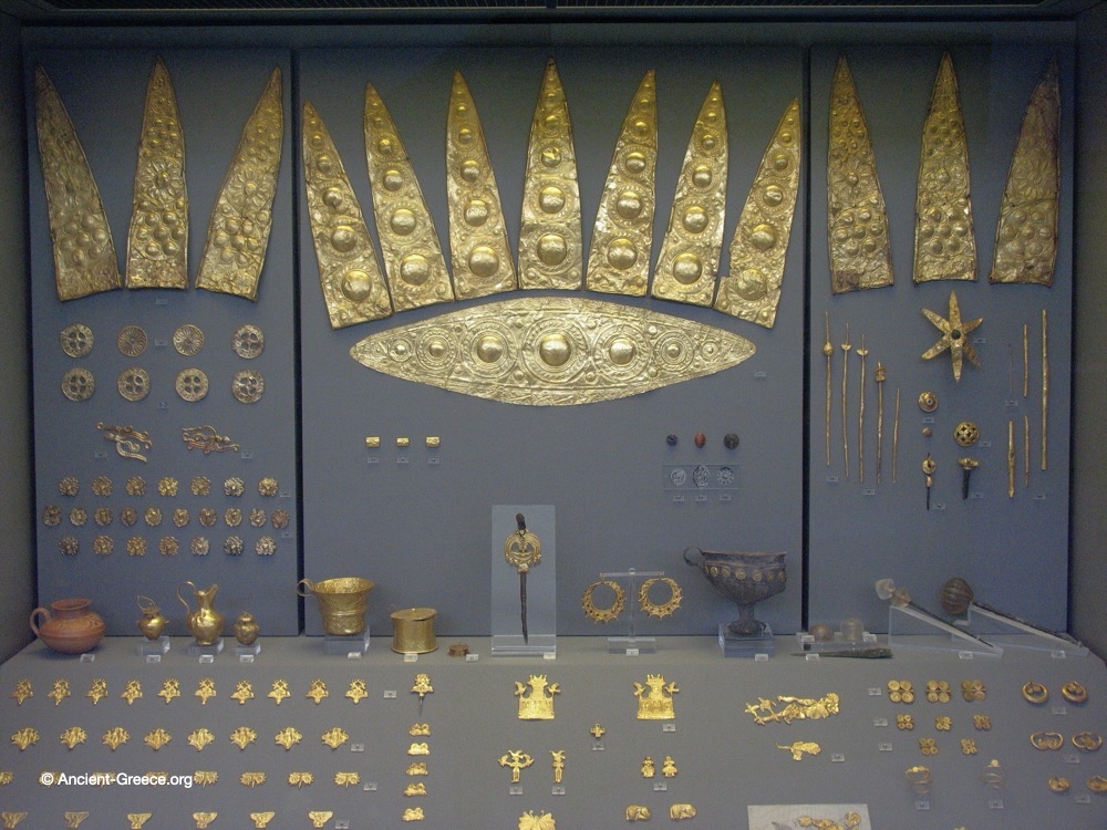 Gold Mycenaean leaf-shaped diadem.