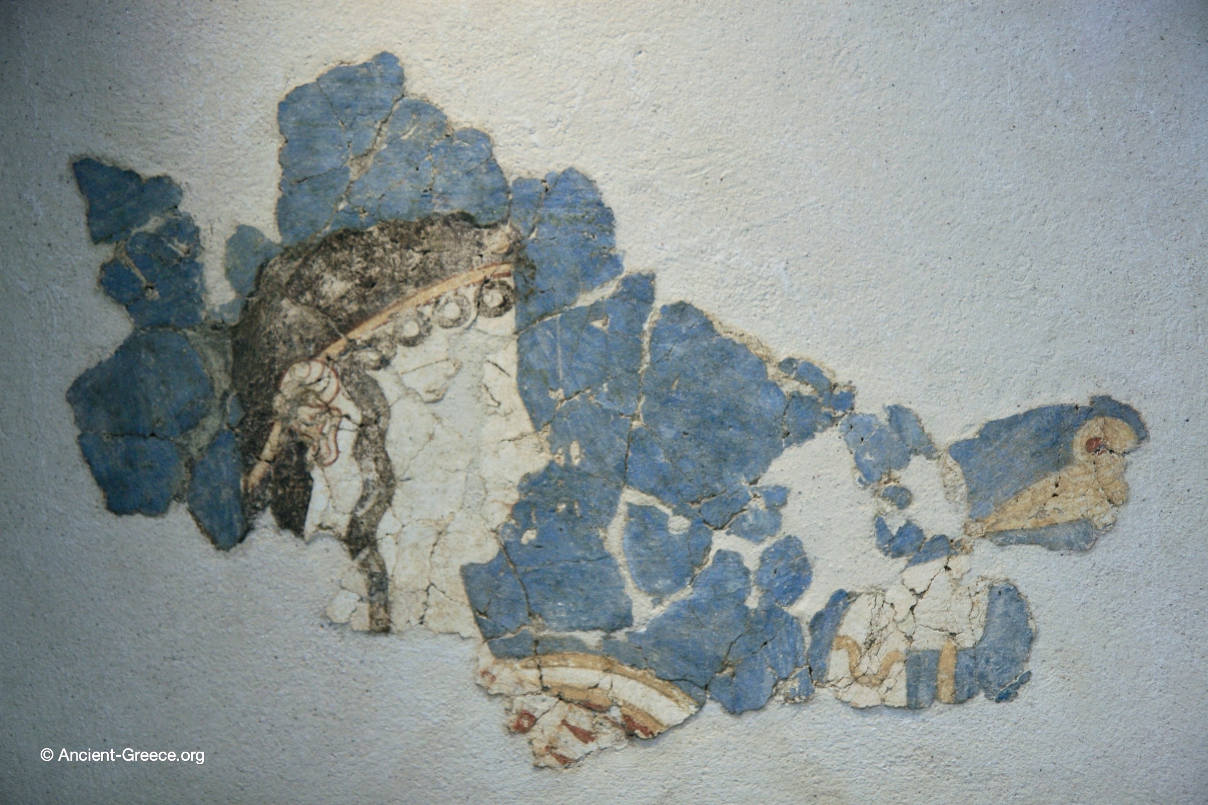Fragment of a Mycenaean wall painting woman with flower