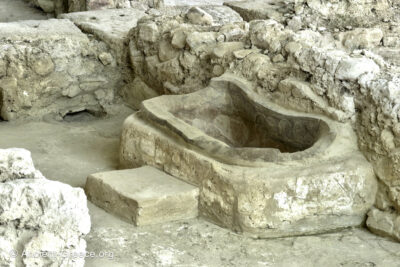 The bathroom with a well preserved bathtub. From Bronze Age Greece