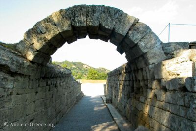 The reconstructed vaulted entrance to the ancient Olympic stadium