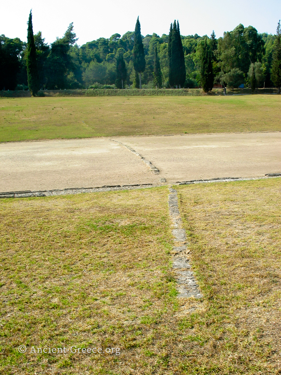 View of the ancient olympic stadium in Olympia.