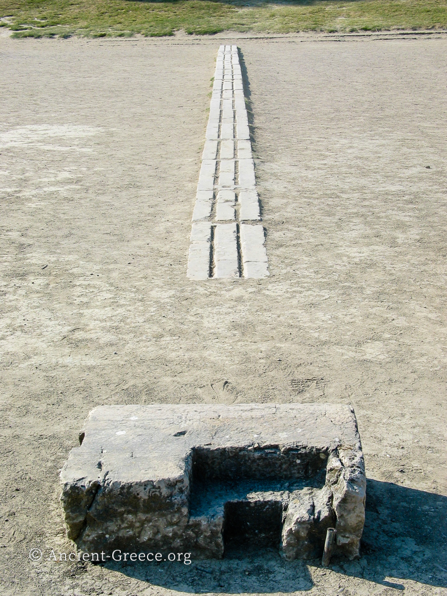 Ancient starting lines at the Olympia stadium