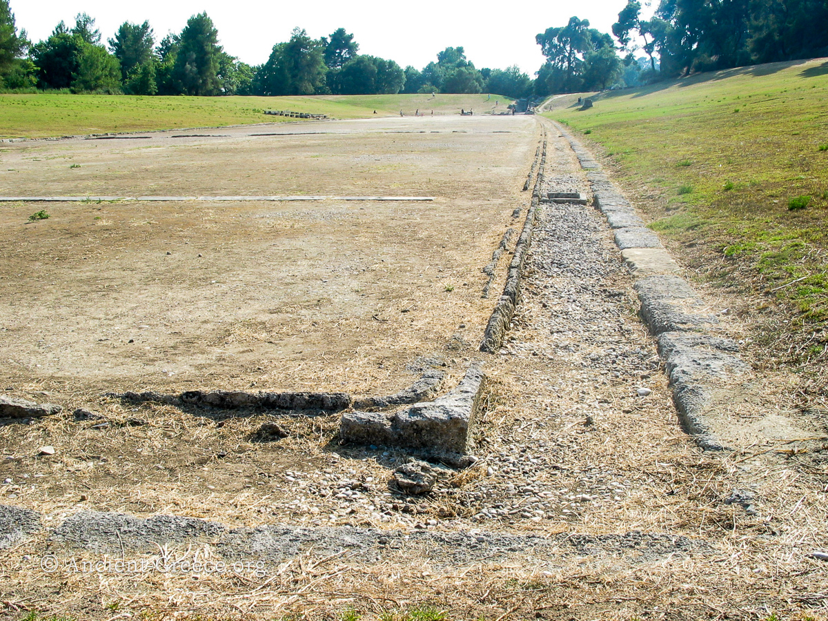 Ancient Olympic Stadium Drain The drain that surrounds the ancient stadium in Olympia