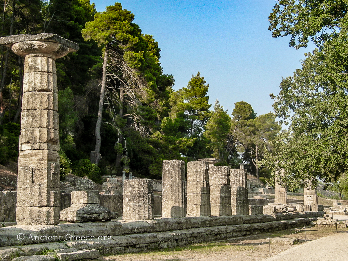 The ruins of the Temple of Hera at Olympia