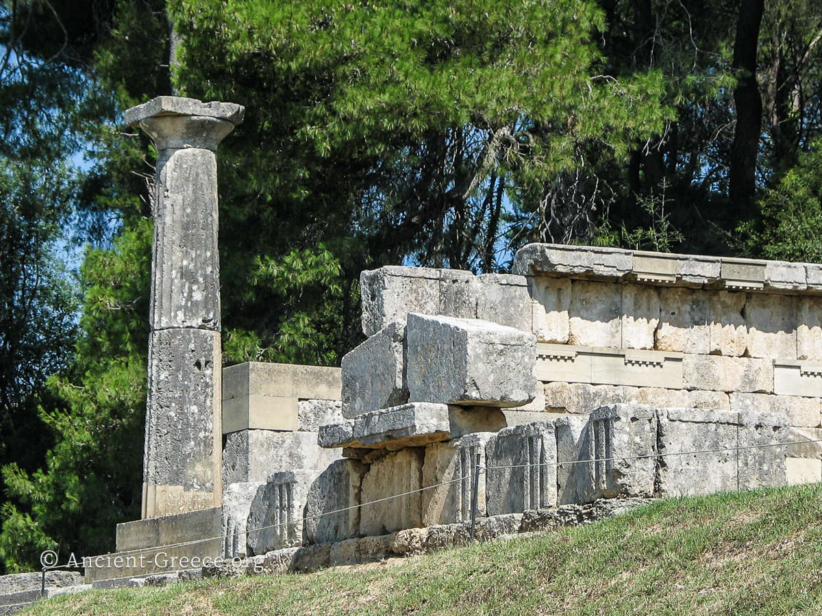 Ruins of the ancient treasury known as Sikionion