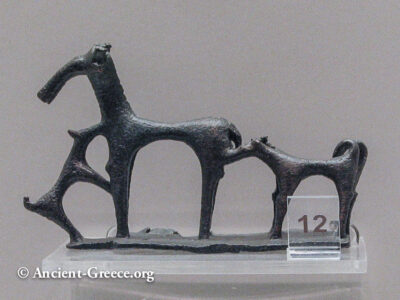 Bronze statuette of a stag attacked by three dogs