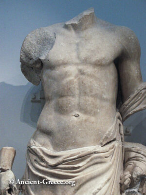 The ruined statue of Zeus from the center of the East pediment of the temple of Zeus.