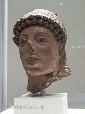 Clay head of Athena