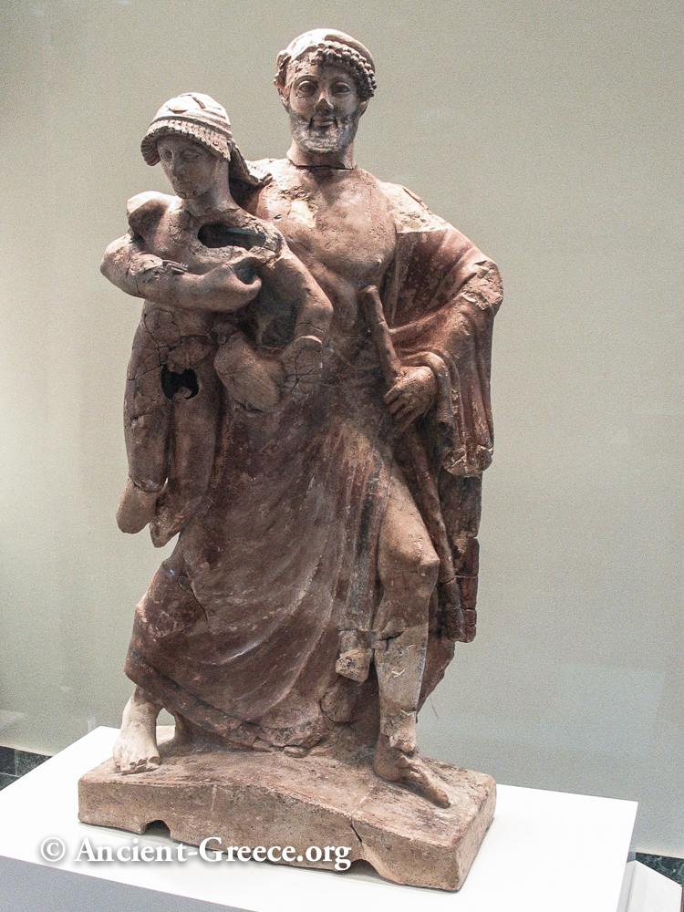 Clay statue of Zeus carrying Ganymedes