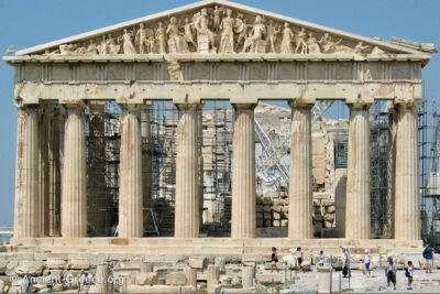 Parthenon with reconstruction of the east pediment.