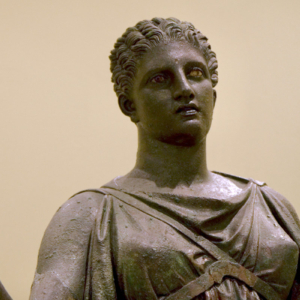 Bronze statue of Artemis. Detail. Bronze statue of Artemis. Detail.