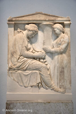 Grave stele of a young woman.