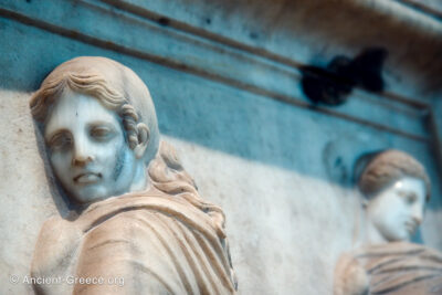 Relief sculpture detail from a slab with Nymphs.