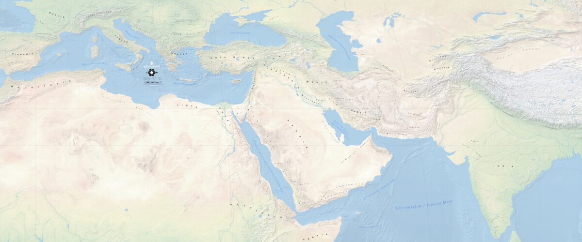 Map showing the regions of Greece and Rome with Topography