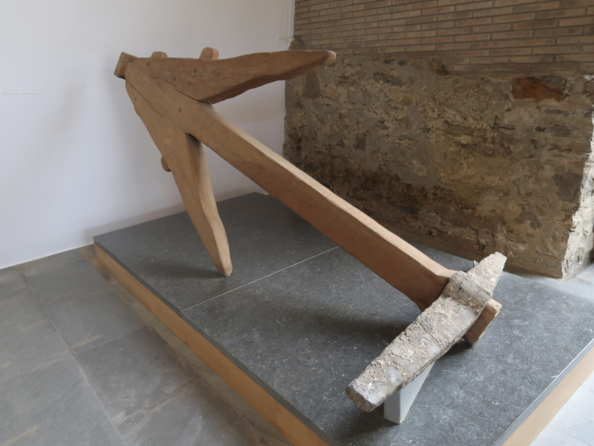 Roman ship's anchor replica.