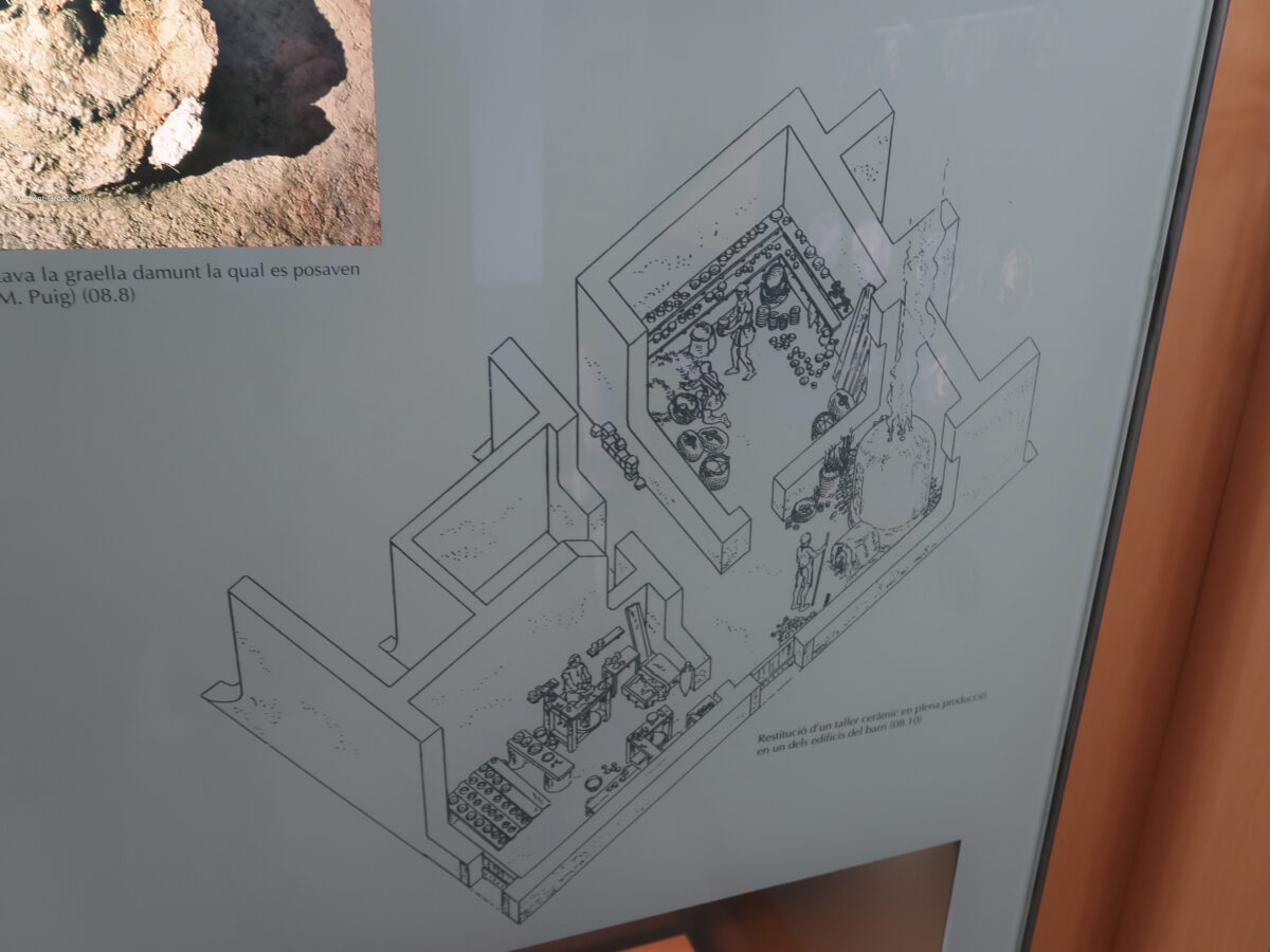 Drawing of a ceramics shop in ancient Roses.